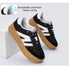 imageLUCKY STEP Womens Platform Gum Thick Sole Fashion Sneakers Classic Retro Rubber Low Top Casual Tennis Skate Walking ShoesBlackWhite