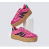 imageLUCKY STEP Womens Platform Gum Thick Sole Fashion Sneakers Classic Retro Rubber Low Top Casual Tennis Skate Walking ShoesFuchsiaBlack