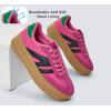 imageLUCKY STEP Womens Platform Gum Thick Sole Fashion Sneakers Classic Retro Rubber Low Top Casual Tennis Skate Walking ShoesFuchsiaBlack