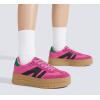 imageLUCKY STEP Womens Platform Gum Thick Sole Fashion Sneakers Classic Retro Rubber Low Top Casual Tennis Skate Walking ShoesFuchsiaBlack
