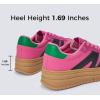 imageLUCKY STEP Womens Platform Gum Thick Sole Fashion Sneakers Classic Retro Rubber Low Top Casual Tennis Skate Walking ShoesFuchsiaBlack