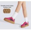imageLUCKY STEP Womens Platform Gum Thick Sole Fashion Sneakers Classic Retro Rubber Low Top Casual Tennis Skate Walking ShoesFuchsiaBlack