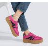 imageLUCKY STEP Womens Platform Gum Thick Sole Fashion Sneakers Classic Retro Rubber Low Top Casual Tennis Skate Walking ShoesFuchsiaBlack