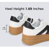 imageLUCKY STEP Womens Platform Gum Thick Sole Fashion Sneakers Classic Retro Rubber Low Top Casual Tennis Skate Walking ShoesWhiteBlack