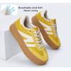 imageLUCKY STEP Womens Platform Gum Thick Sole Fashion Sneakers Classic Retro Rubber Low Top Casual Tennis Skate Walking ShoesYellow