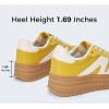 imageLUCKY STEP Womens Platform Gum Thick Sole Fashion Sneakers Classic Retro Rubber Low Top Casual Tennis Skate Walking ShoesYellow
