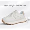 imageLUCKY STEP Womens Platform Retro Sneakers Classic Trainers Casual Footwear Tennis Running Chunky Laceup Stylish Walking ShoesBeige