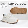 imageLUCKY STEP Womens Platform Retro Sneakers Classic Trainers Casual Footwear Tennis Running Chunky Laceup Stylish Walking ShoesBeige