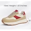 imageLUCKY STEP Womens Platform Retro Sneakers Classic Trainers Casual Footwear Tennis Running Chunky Laceup Stylish Walking ShoesBrownRed