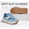imageLUCKY STEP Womens Platform Retro Sneakers Classic Trainers Casual Footwear Tennis Running Chunky Laceup Stylish Walking ShoesDenim Blue