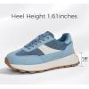 imageLUCKY STEP Womens Platform Retro Sneakers Classic Trainers Casual Footwear Tennis Running Chunky Laceup Stylish Walking ShoesDenim Blue