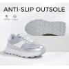 imageLUCKY STEP Womens Platform Retro Sneakers Classic Trainers Casual Footwear Tennis Running Chunky Laceup Stylish Walking ShoesSilver