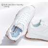 imageLUCKY STEP Womens Platform Retro Sneakers Classic Trainers Casual Footwear Tennis Running Chunky Laceup Stylish Walking ShoesWhite