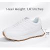 imageLUCKY STEP Womens Platform Retro Sneakers Classic Trainers Casual Footwear Tennis Running Chunky Laceup Stylish Walking ShoesWhite