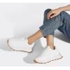 imageLUCKY STEP Womens Platform Retro Sneakers Classic Trainers Casual Footwear Tennis Running Chunky Laceup Stylish Walking ShoesWhite