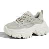 imageLUCKY STEP Chunky Sneakers for Women Platform Tennis Fashion White Dad Shoes Mesh Breathable Casual Wedge Lace Up Walking SneakersTaupe