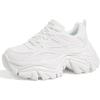 imageLUCKY STEP Chunky Sneakers for Women Platform Tennis Fashion White Dad Shoes Mesh Breathable Casual Wedge Lace Up Walking SneakersWhite