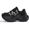imageLUCKY STEP Womens Chunky Sneakers Platform Fashion Rhinestone Sparkly Dad Walking Shoes Butterfly Lace Wedge Casual Shiny Thick Sole FootwearBlack