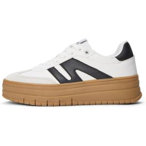 imageLUCKY STEP Womens Platform Gum Thick Sole Fashion Sneakers Classic Retro Rubber Low Top Casual Tennis Skate Walking ShoesWhiteBlack