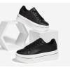 imageLUCKY STEP Womens Chunky Fashion Sneakers High Platform Rhinestone Butterfly Casual Faux Leather Durable Walking Tennis ShoesBlack