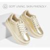 imageLUCKY STEP Womens Chunky Fashion Sneakers High Platform Rhinestone Butterfly Casual Faux Leather Durable Walking Tennis ShoesGold