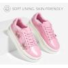 imageLUCKY STEP Womens Chunky Fashion Sneakers High Platform Rhinestone Butterfly Casual Faux Leather Durable Walking Tennis ShoesPink