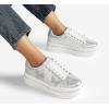 imageLUCKY STEP Womens Chunky Fashion Sneakers High Platform Rhinestone Butterfly Casual Faux Leather Durable Walking Tennis ShoesSilver