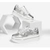 imageLUCKY STEP Womens Chunky Fashion Sneakers High Platform Rhinestone Butterfly Casual Faux Leather Durable Walking Tennis ShoesSilver