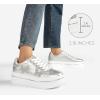 imageLUCKY STEP Womens Chunky Fashion Sneakers High Platform Rhinestone Butterfly Casual Faux Leather Durable Walking Tennis ShoesSilver
