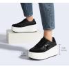 imageLUCKY STEP Womens Platform Chunky Sneakers Fashion Star Glitter Sparkly Wedge Walking Shoes High Heel Casual Shiny Thick Sole FootwearBlack Glitter