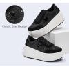 imageLUCKY STEP Womens Platform Chunky Sneakers Fashion Star Glitter Sparkly Wedge Walking Shoes High Heel Casual Shiny Thick Sole FootwearBlack Glitter
