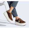 imageLUCKY STEP Womens Platform Chunky Sneakers Fashion Star Glitter Sparkly Wedge Walking Shoes High Heel Casual Shiny Thick Sole FootwearLeopard