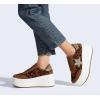 imageLUCKY STEP Womens Platform Chunky Sneakers Fashion Star Glitter Sparkly Wedge Walking Shoes High Heel Casual Shiny Thick Sole FootwearLeopard