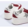 imageLUCKY STEP Womens Platform Chunky Sneakers Fashion Star Glitter Sparkly Wedge Walking Shoes High Heel Casual Shiny Thick Sole FootwearRedWhite