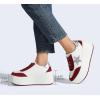 imageLUCKY STEP Womens Platform Chunky Sneakers Fashion Star Glitter Sparkly Wedge Walking Shoes High Heel Casual Shiny Thick Sole FootwearRedWhite