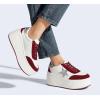 imageLUCKY STEP Womens Platform Chunky Sneakers Fashion Star Glitter Sparkly Wedge Walking Shoes High Heel Casual Shiny Thick Sole FootwearRedWhite