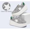 imageLUCKY STEP Womens Platform Chunky Sneakers Fashion Star Glitter Sparkly Wedge Walking Shoes High Heel Casual Shiny Thick Sole FootwearSilver Glitter