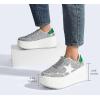 imageLUCKY STEP Womens Platform Chunky Sneakers Fashion Star Glitter Sparkly Wedge Walking Shoes High Heel Casual Shiny Thick Sole FootwearSilver Glitter