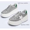 imageLUCKY STEP Womens Platform Chunky Sneakers Fashion Star Glitter Sparkly Wedge Walking Shoes High Heel Casual Shiny Thick Sole FootwearSilver Glitter