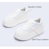 imageLUCKY STEP Womens Platform Chunky Sneakers Fashion Star Glitter Sparkly Wedge Walking Shoes High Heel Casual Shiny Thick Sole FootwearWhite Glitter
