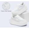 imageLUCKY STEP Womens Platform Chunky Sneakers Fashion Star Glitter Sparkly Wedge Walking Shoes High Heel Casual Shiny Thick Sole FootwearWhite Glitter