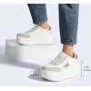 imageLUCKY STEP Womens Platform Chunky Sneakers Fashion Star Glitter Sparkly Wedge Walking Shoes High Heel Casual Shiny Thick Sole FootwearWhiteSilver