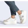 imageLUCKY STEP Womens Platform Chunky Sneakers Fashion Star Glitter Sparkly Wedge Walking Shoes High Heel Casual Shiny Thick Sole FootwearWhiteSilver