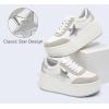 imageLUCKY STEP Womens Platform Chunky Sneakers Fashion Star Glitter Sparkly Wedge Walking Shoes High Heel Casual Shiny Thick Sole FootwearWhiteSilver