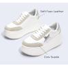 imageLUCKY STEP Womens Platform Chunky Sneakers Fashion Star Glitter Sparkly Wedge Walking Shoes High Heel Casual Shiny Thick Sole FootwearWhiteSilver