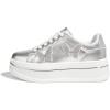 imageLUCKY STEP Womens Chunky Fashion Sneakers High Platform Rhinestone Butterfly Casual Faux Leather Durable Walking Tennis ShoesSilver