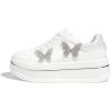imageLUCKY STEP Womens Chunky Fashion Sneakers High Platform Rhinestone Butterfly Casual Faux Leather Durable Walking Tennis ShoesWhite