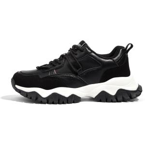 imageLUCKY STEP Womens Chunky Sneakers Fashion Platform Retro Tennis Casual Classic Cute Dad AntiSlip Stylish Walking Sport ShoesBlack