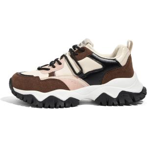 imageLUCKY STEP Womens Chunky Sneakers Fashion Platform Retro Tennis Casual Classic Cute Dad AntiSlip Stylish Walking Sport ShoesBrown Multi