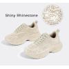 imageLUCKY STEP Rhinestone Chunky Sneakers for Women Fashion Platform Sparkly Dad Casual Shoes Lightweight Tennis Walking Sport FootwearBeige